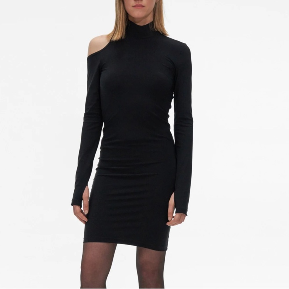 🎉New HELMUT LANG Black Sexy Sleek Seamless Jersey Cut Out Dress